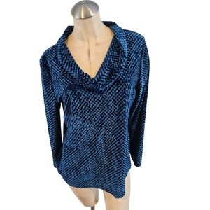 3/$25 Elementz Size L Blue Cowl Neck Women's Sweater Velour